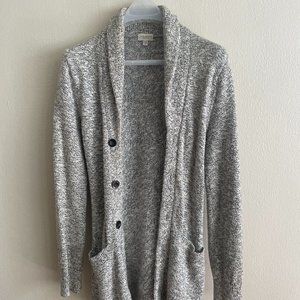 Club Monaco Mens Knit Cardigan Marbled White/Grey